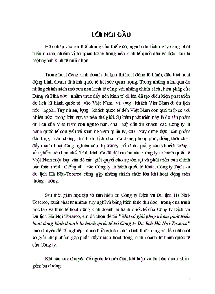 image for page Một số giải pháp nhằm phát triển hoạt động kinh doanh lữ hành quốc tế tại Công ty Du lịch Hà Nội-Toserco
