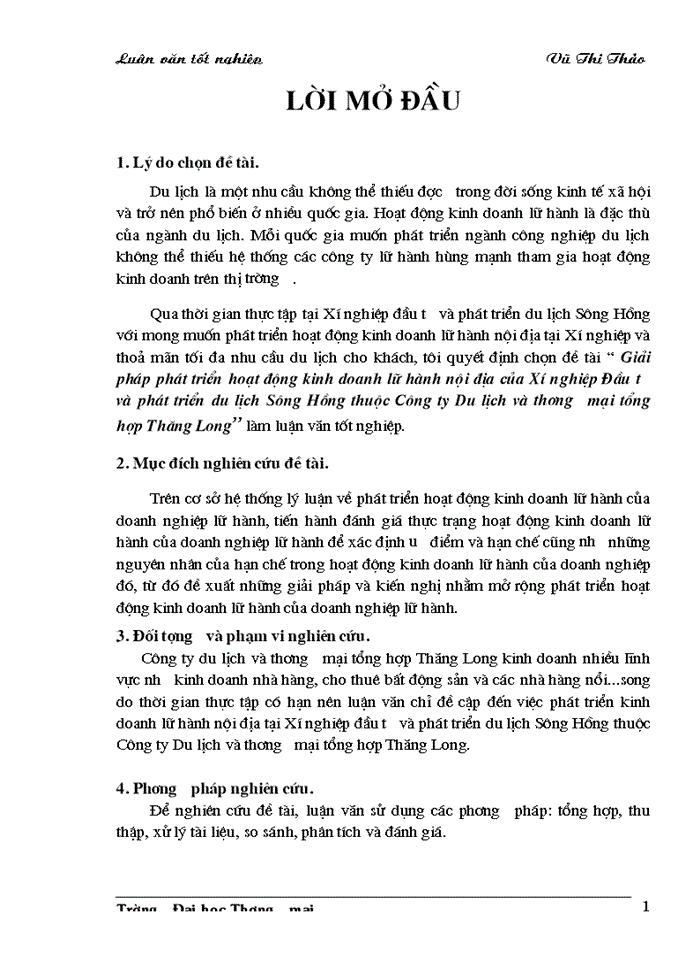 image for page Giải pháp phát triển hoạt động kinh doanh lữ hành nội địa của Xí nghiệp Đầu tư và phát triển du lịch Sông Hồng thuộc Công ty Du lịch và thương mại tổng hợp Thăng Long