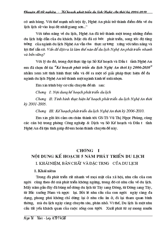 Kế hoạch phát triển du lịch Nghệ An thời kỳ 2006-2010