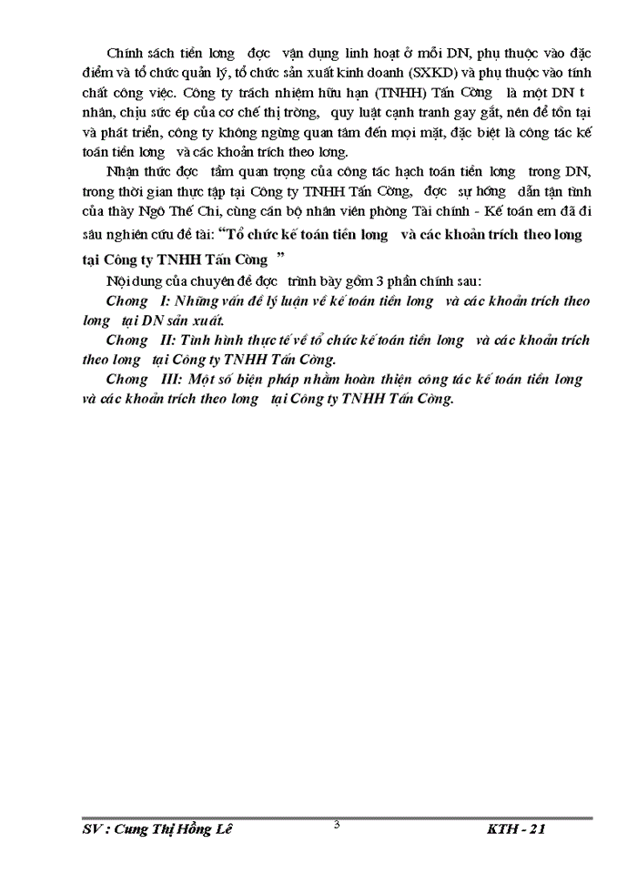 image for page Tổ chức kế toán tiền lương và các khoản trích theo lương tại Công ty TNHH Tấn Cường