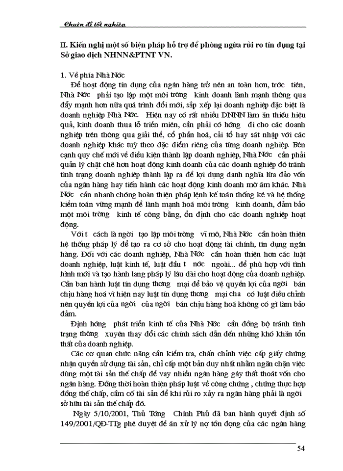 image for page Những giải pháp phòng ngừa rủi ro tín dụng tại Sở giao dịch Ngân hàng nông nghiệp và phát triển nông thôn Việt Nam