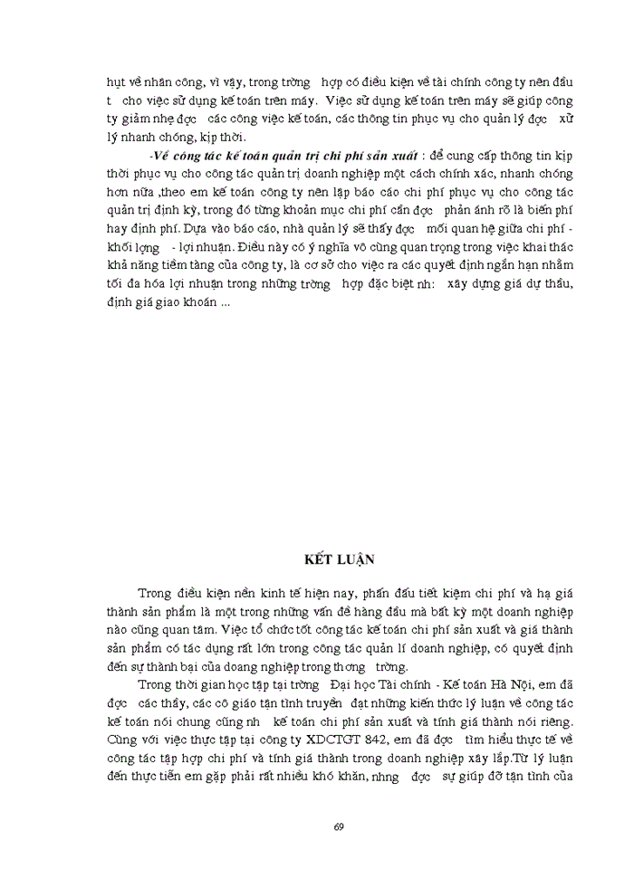 image for page Hoàn thiện công tác tổ chức kế toán chi phí sản xuất và tính giá thành sản phẩm xây lắp tại công ty XDCTGT 842.