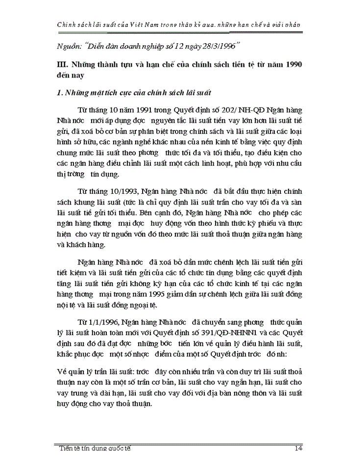 image for page Chính sách  lãi suất của Việt Nam trong thập kỷ qua, những hạn chế và giải pháp