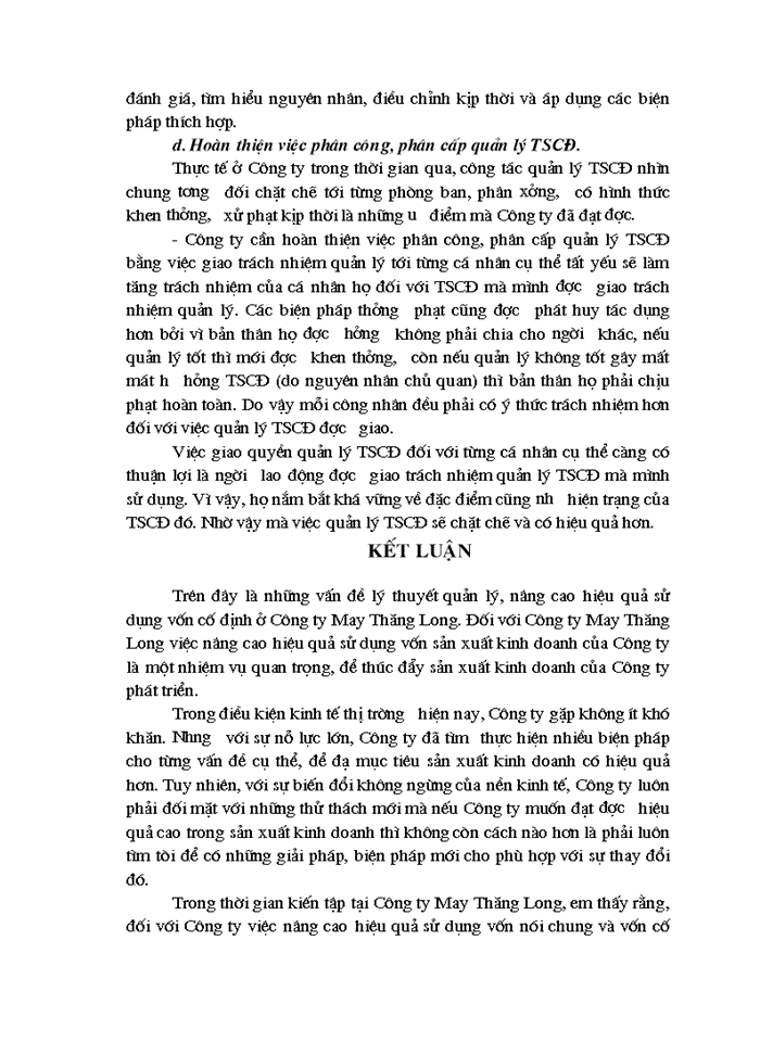 image for page Một số kiến nghị và giải pháp về phương hướng nhằm nâng cao hiệu quả sử dụng vốn cố định tại Công ty May Thăng Long.