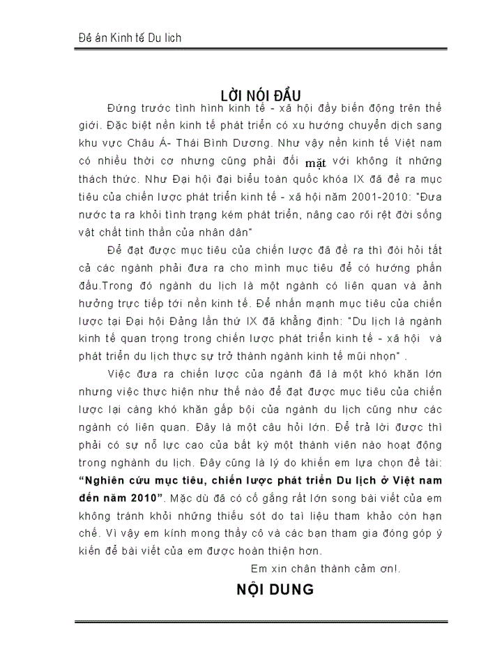 image for page Nghiên cứu mục tiêu, chiến lược phát triển Du lịch ở Việt nam đến năm 2010