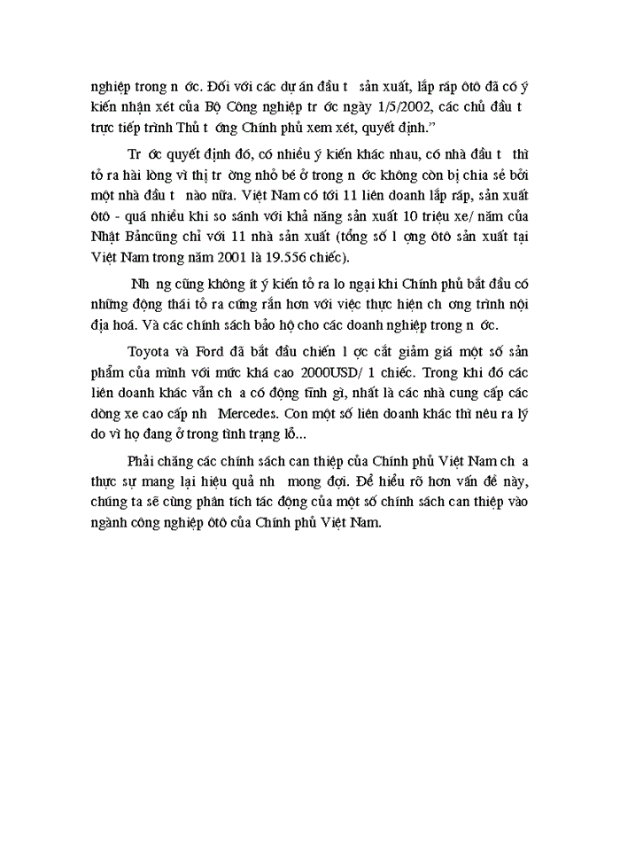 image for page Chính sách can thiệp của Chính phủ Việt Nam vào ngành công nghiệp sản xuất ôtô