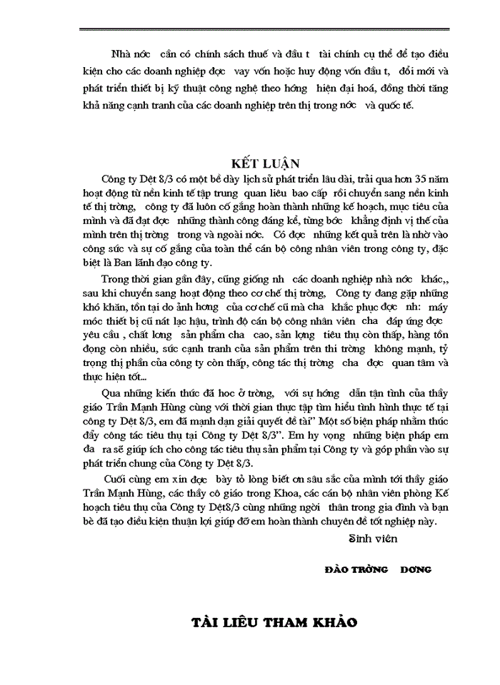 image for page Một số biện pháp nhằm thúc đẩy công tác tiêu thụ sản phẩm tại  Công ty Dệt 8/3.