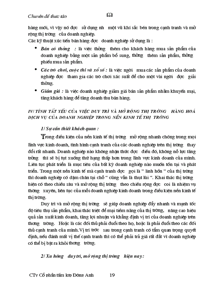 image for page Một số biện pháp cơ bản nhằm duy trì và mở rộng thị trường tiêu thụ sản phẩm của Công ty Cổ phần tấm lợp Đông Anh