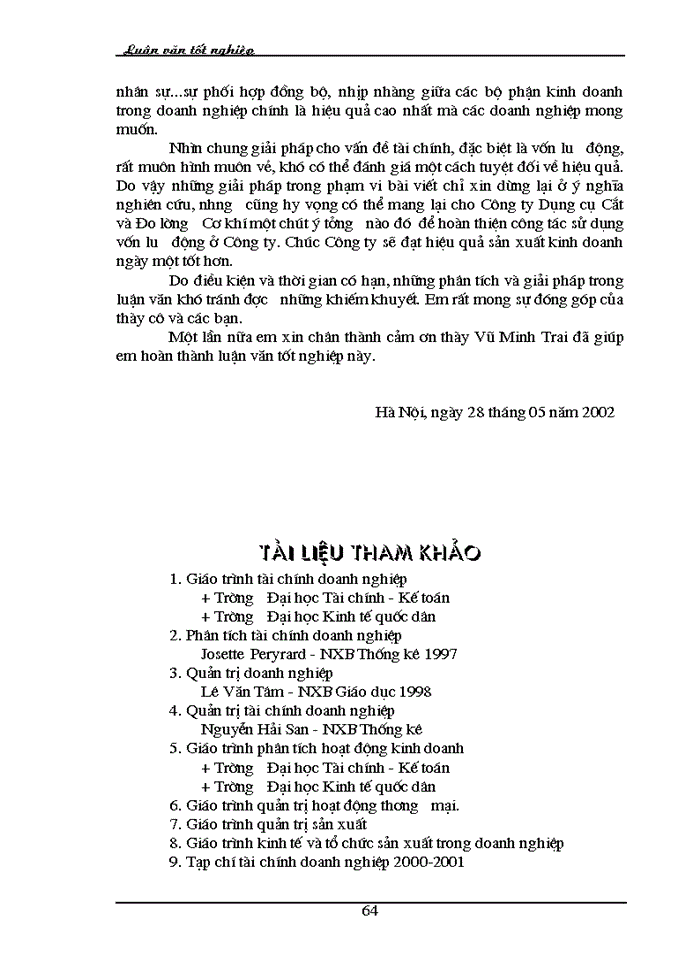 image for page Thực trạng và một số biện pháp nâng cao hiệu quả sử dụng vốn lưu động ở Công ty Dụng cụ Cắt và Đo lường Cơ khí