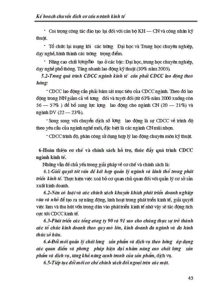 image for page Kế hoạch chuyển dịch cơ cấu ngành kinh tế