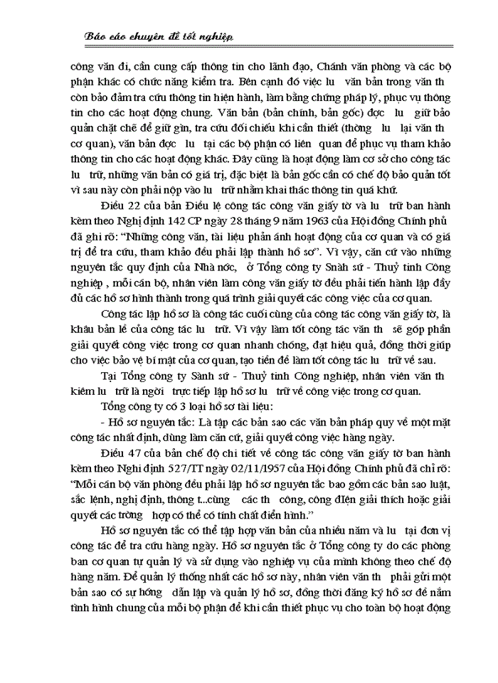 image for page Một số biện pháp nâng cao hiệu quả công tác Văn thư - Lưu trữ trong văn phòng Tổng công ty Sành sứ - Thuỷ tinh C ông nghiệp