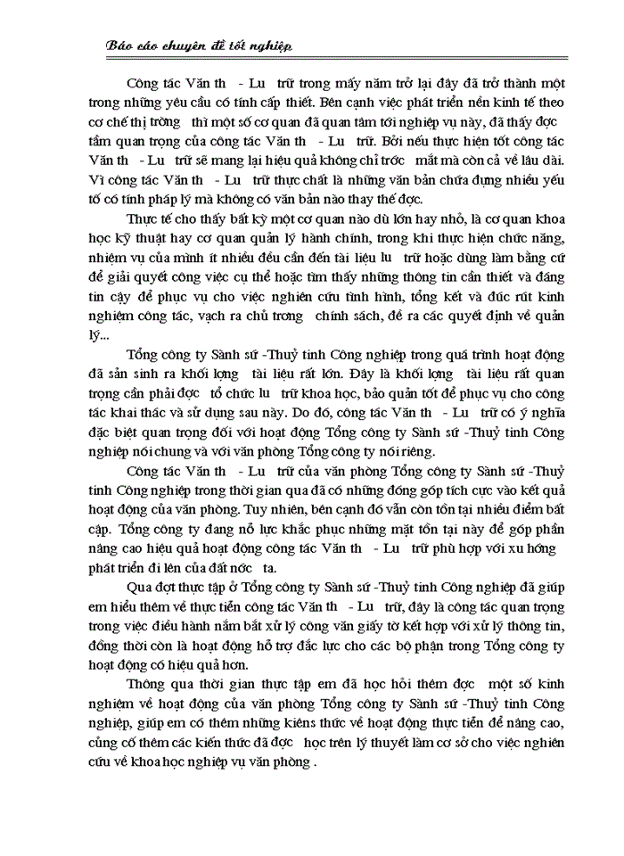 image for page Một số biện pháp nâng cao hiệu quả công tác Văn thư - Lưu trữ trong văn phòng Tổng công ty Sành sứ - Thuỷ tinh C ông nghiệp