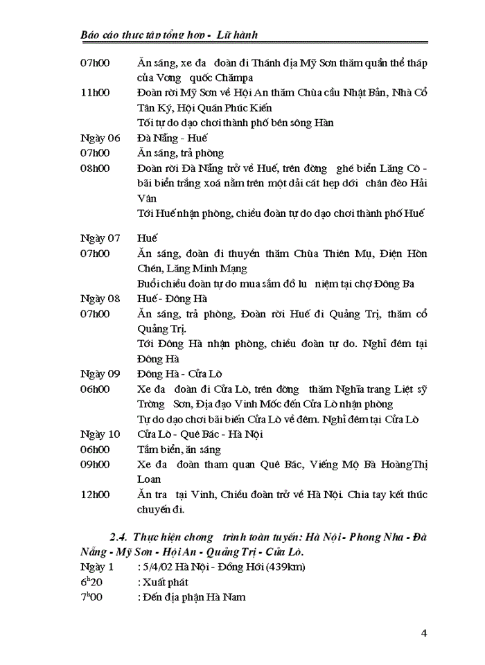 image for page Báo cáo thực tập tổng hợp -  Lữ hành