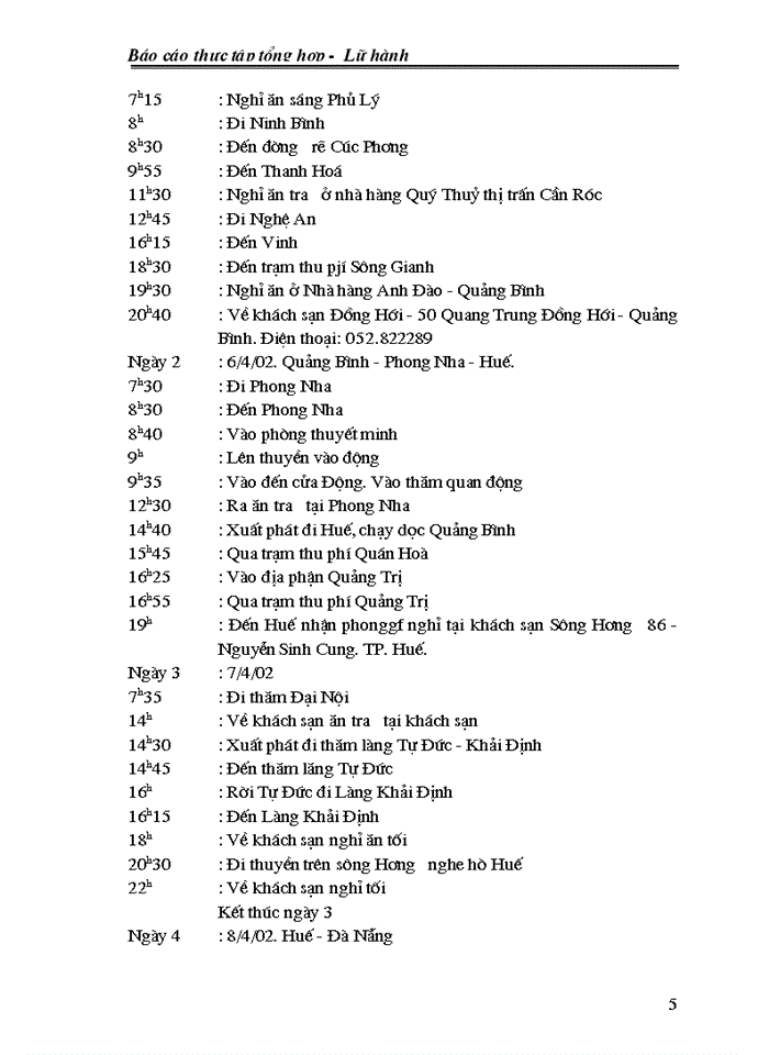image for page Báo cáo thực tập tổng hợp -  Lữ hành