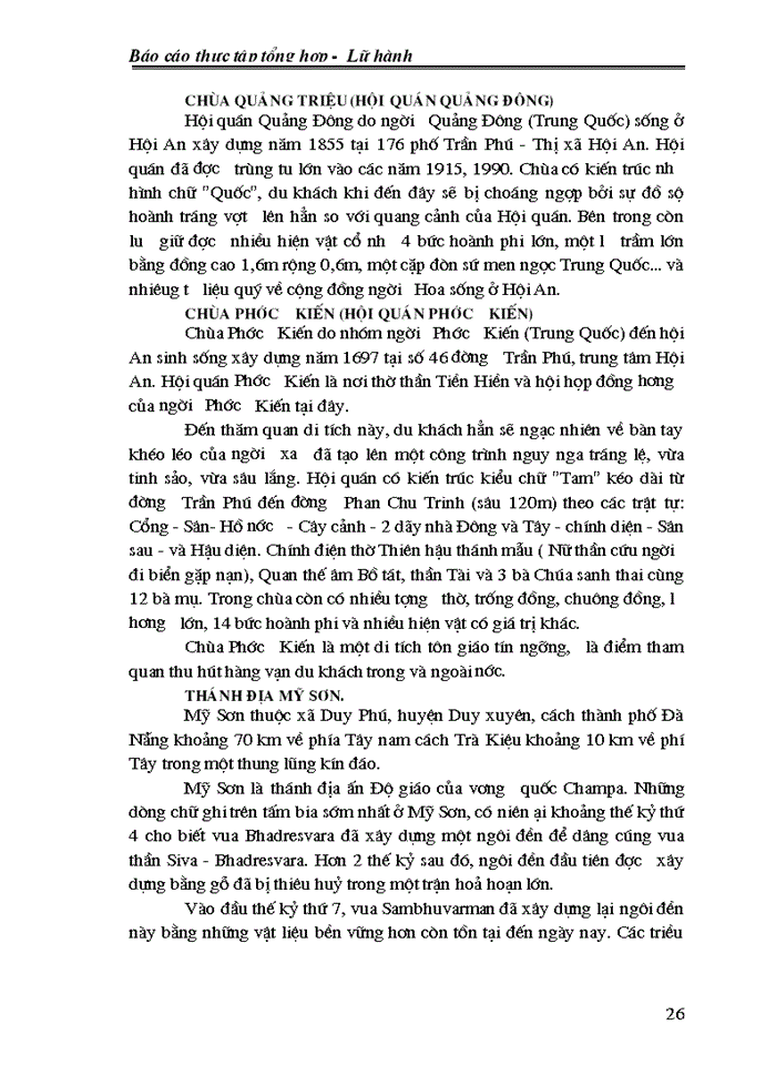 image for page Báo cáo thực tập tổng hợp -  Lữ hành