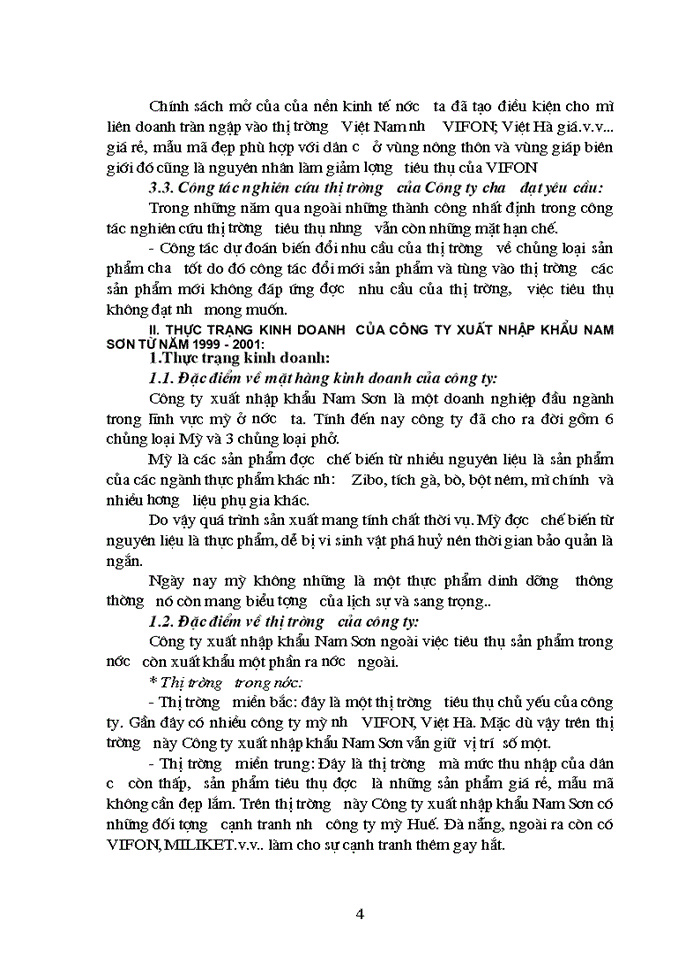 Một số hiệu quả kinh doanh của công ty  mỳ  Công ty xuất nhập khẩu Nam Sơn.