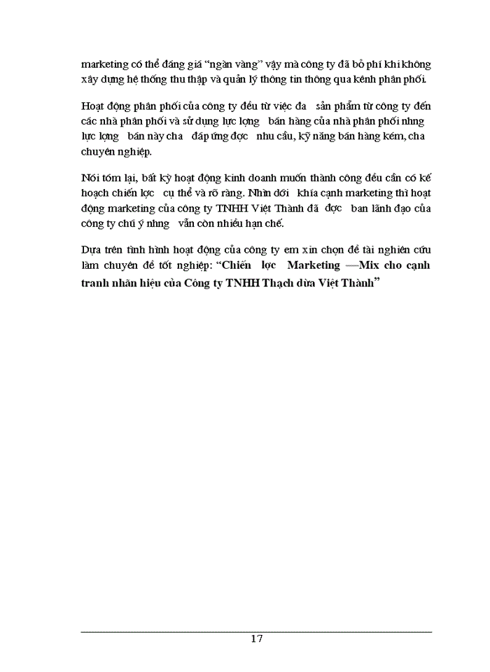 image for page Chiến  lược Marketing – Mix cho cạnh tranh nhãn hiệu của Công ty TNHH Thạch dừa Việt Thành