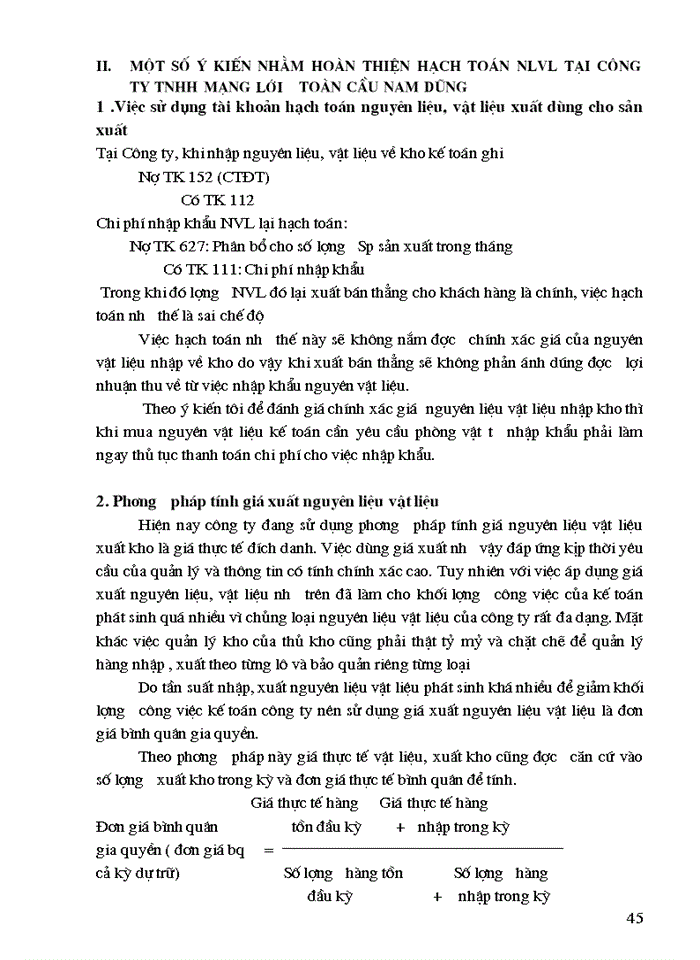 image for page Tổ chức hạch toán  nguyên liệu vật liệu với việc nâng cao hiệu quả sử dụng vốn lưu động tại Công ty TNHH phát triển mạng lưới toàn cầu Nam Dũng