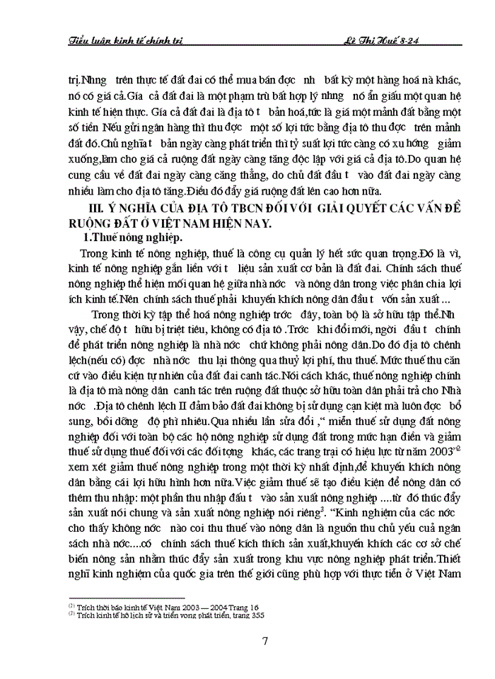 image for page nghiên cứu địa tô đối với vấn đề ruộng đất hiện nay ở Việt Nam.