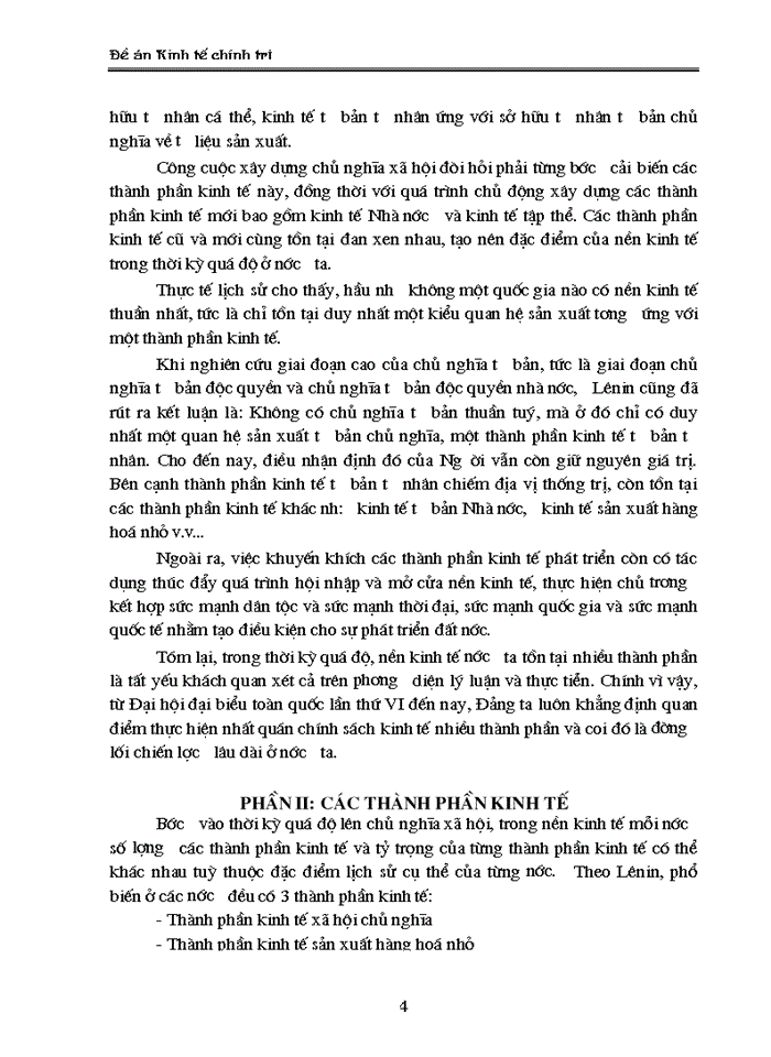 image for page Phân tích cơ cấu kinh tế nhiều thành phần ở nước ta mà Đại hội IX đã nêu và ích lợi của việc sử dụng vào việc phân tích kinh tế – xã hội trong thời kỳ lên CNXH ở Việt Nam