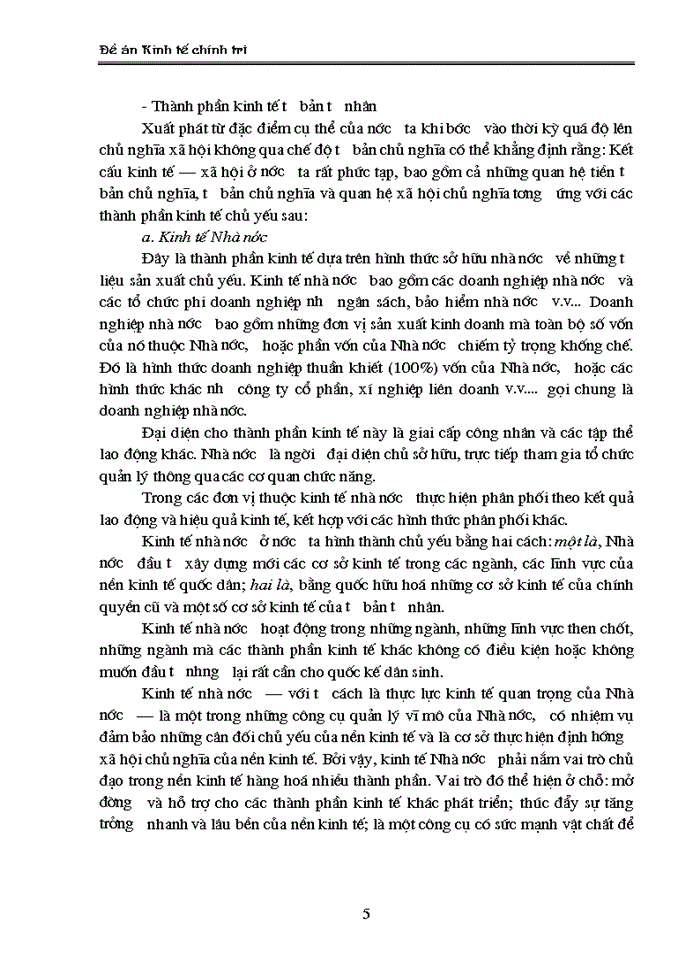 image for page Phân tích cơ cấu kinh tế nhiều thành phần ở nước ta mà Đại hội IX đã nêu và ích lợi của việc sử dụng vào việc phân tích kinh tế – xã hội trong thời kỳ lên CNXH ở Việt Nam