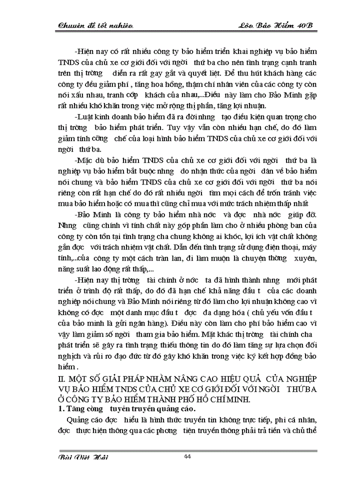 image for page Bàn về nghiệp vụ bảo hiểm TNDS của chủ xe cơ giới đối với người thứ ba tại Công ty Bảo Hiểm Thành Phố Hồ Chí Minh