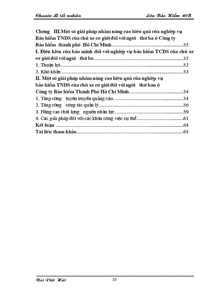 image for page Bàn về nghiệp vụ bảo hiểm TNDS của chủ xe cơ giới đối với người thứ ba tại Công ty Bảo Hiểm Thành Phố Hồ Chí Minh