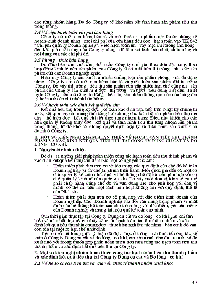 image for page Hạch toán tiêu thụ thành phẩm và xác định kết quả tiêu thụ tại Công ty dụng cụ cắt và đo lường cơ khí