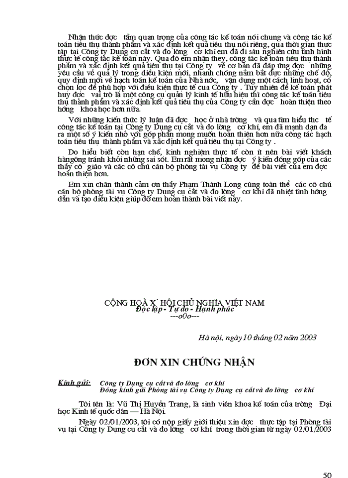 image for page Hạch toán tiêu thụ thành phẩm và xác định kết quả tiêu thụ tại Công ty dụng cụ cắt và đo lường cơ khí