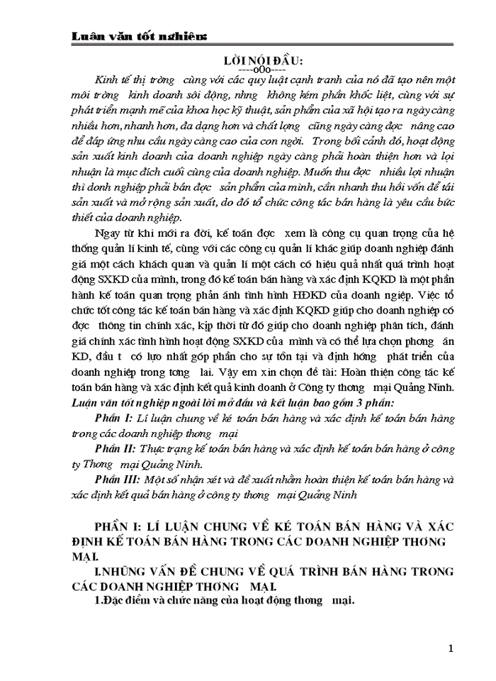 image for page Hoàn thiện công tác kế toán bán hàng và xác định kết quả kinh doanh ở Công ty thương mại Quảng Ninh