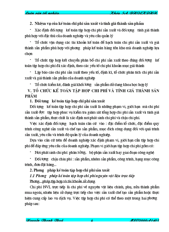 image for page Hoàn thiện công tác kế toán tập hợp chi phí sản xuất và tính giá thành sản phẩm nước sạch tại công ty cấp nước thái nguyên