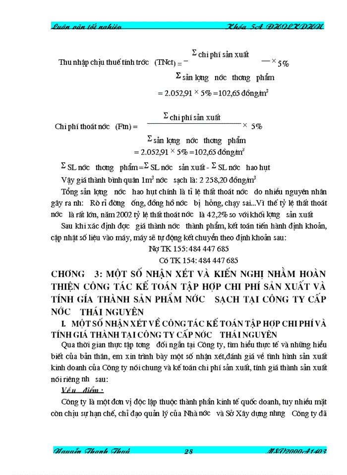 image for page Hoàn thiện công tác kế toán tập hợp chi phí sản xuất và tính giá thành sản phẩm nước sạch tại công ty cấp nước thái nguyên