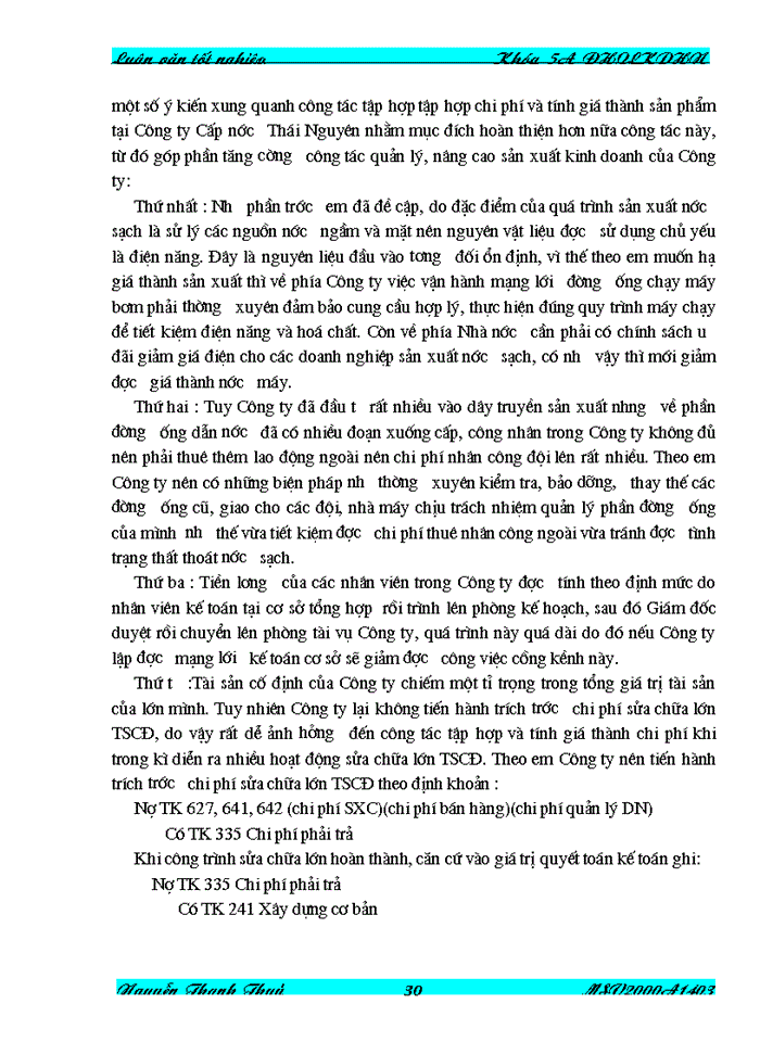 image for page Hoàn thiện công tác kế toán tập hợp chi phí sản xuất và tính giá thành sản phẩm nước sạch tại công ty cấp nước thái nguyên