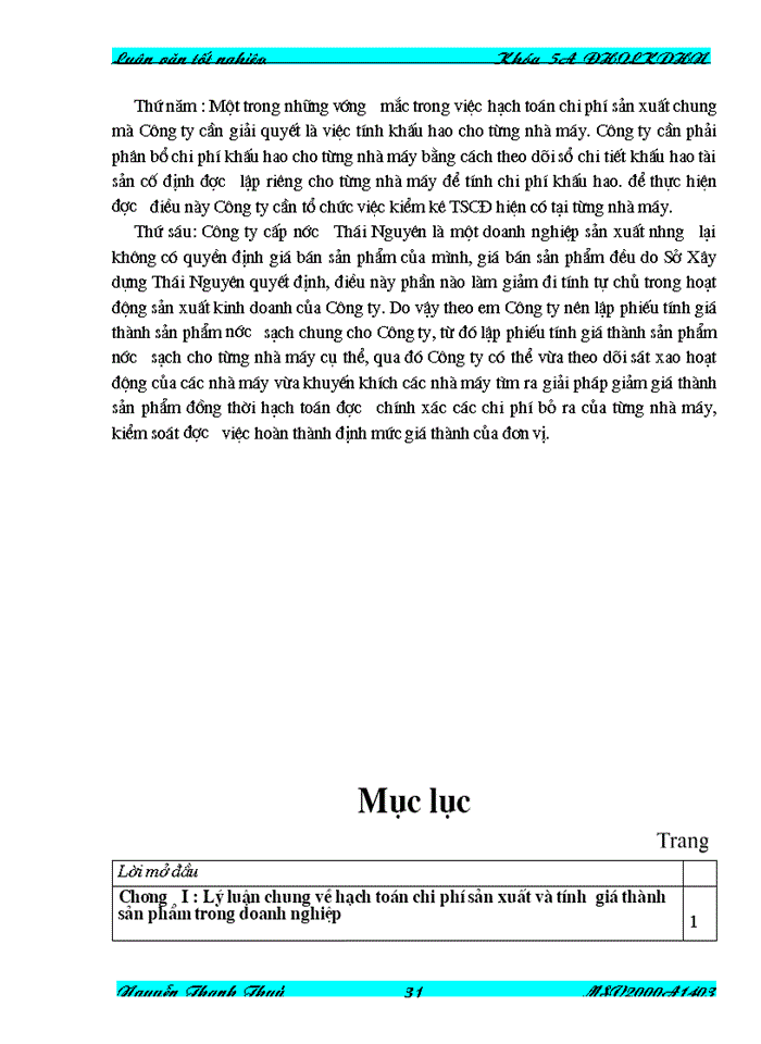 image for page Hoàn thiện công tác kế toán tập hợp chi phí sản xuất và tính giá thành sản phẩm nước sạch tại công ty cấp nước thái nguyên