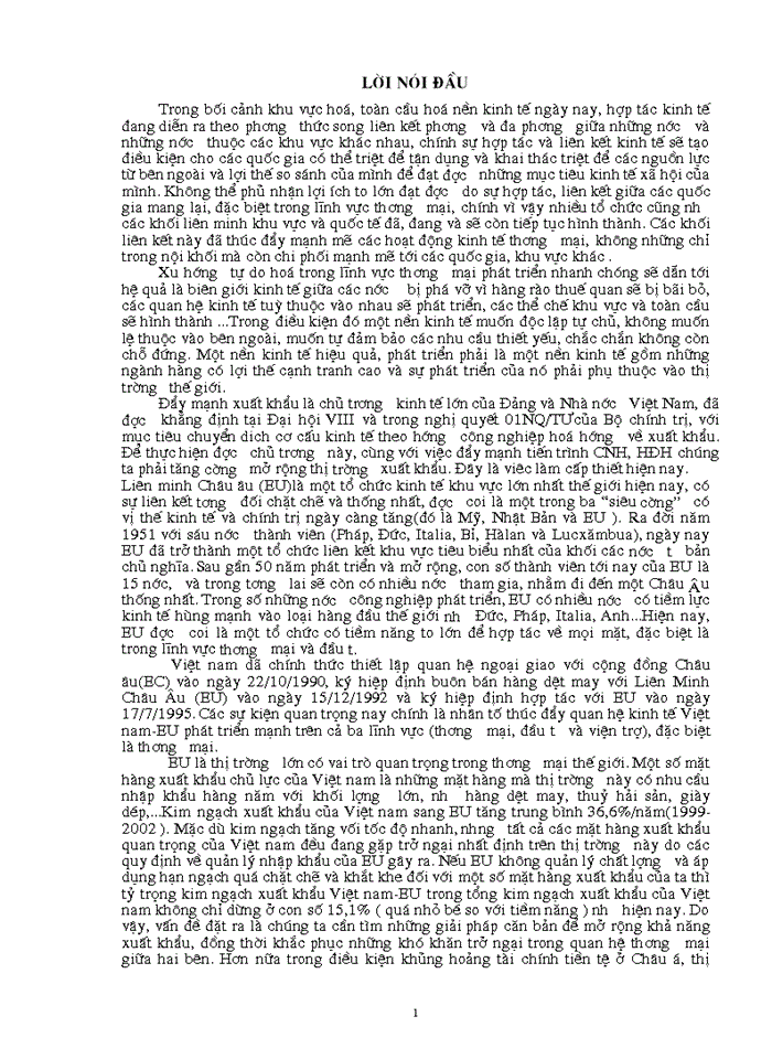 image for page Tự do hoá trong eu và khả năng thâm nhập thị trường eu của hàng hoá việt nam