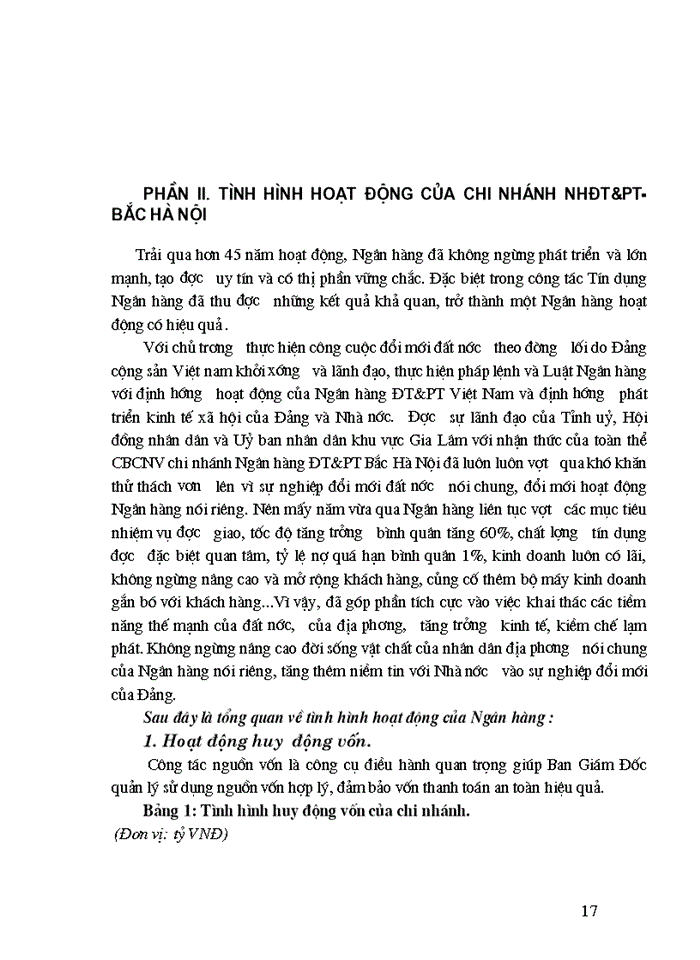 image for page hoạt động kinh doanh của Chi nhánh Ngân hàng Đầu tư và Phát triển Bắc Hà Nội một số năm gần đây.