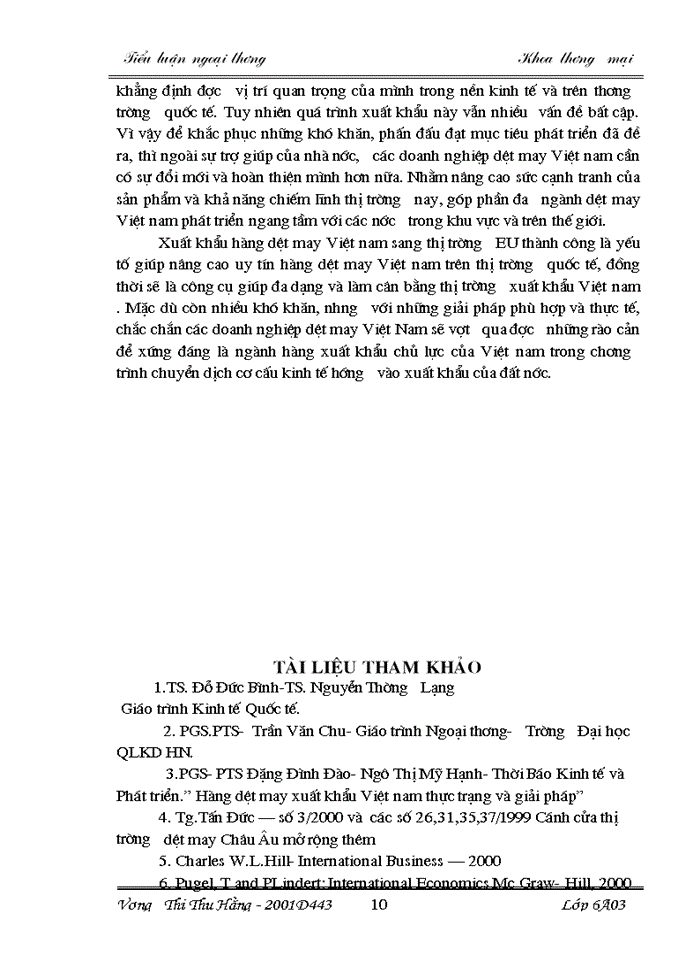 image for page Xuất khẩu hàng may mặc của Việt nam sang thị trường EU- thực trạng và giải pháp phát triển