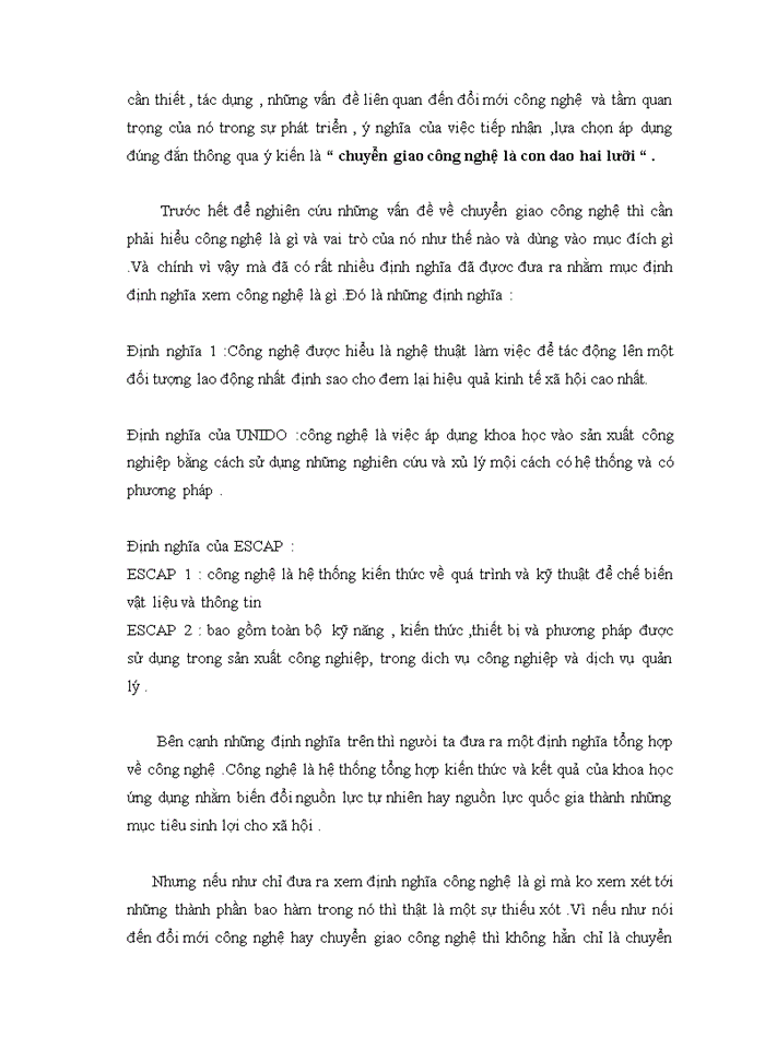image for page Phân tích câu nói “ chuyển giao công nghệ là con giao hai lưỡi “ Lấy ví dụ ở địa phương minh hoạ .