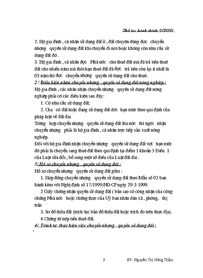 image for page Thủ tục hành chính liên quan đến vấn đề chuyển nhượng quyền sử dụng đất