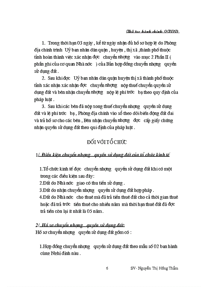 image for page Thủ tục hành chính liên quan đến vấn đề chuyển nhượng quyền sử dụng đất