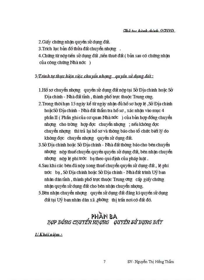 image for page Thủ tục hành chính liên quan đến vấn đề chuyển nhượng quyền sử dụng đất