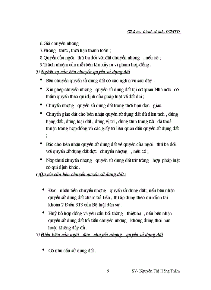 image for page Thủ tục hành chính liên quan đến vấn đề chuyển nhượng quyền sử dụng đất