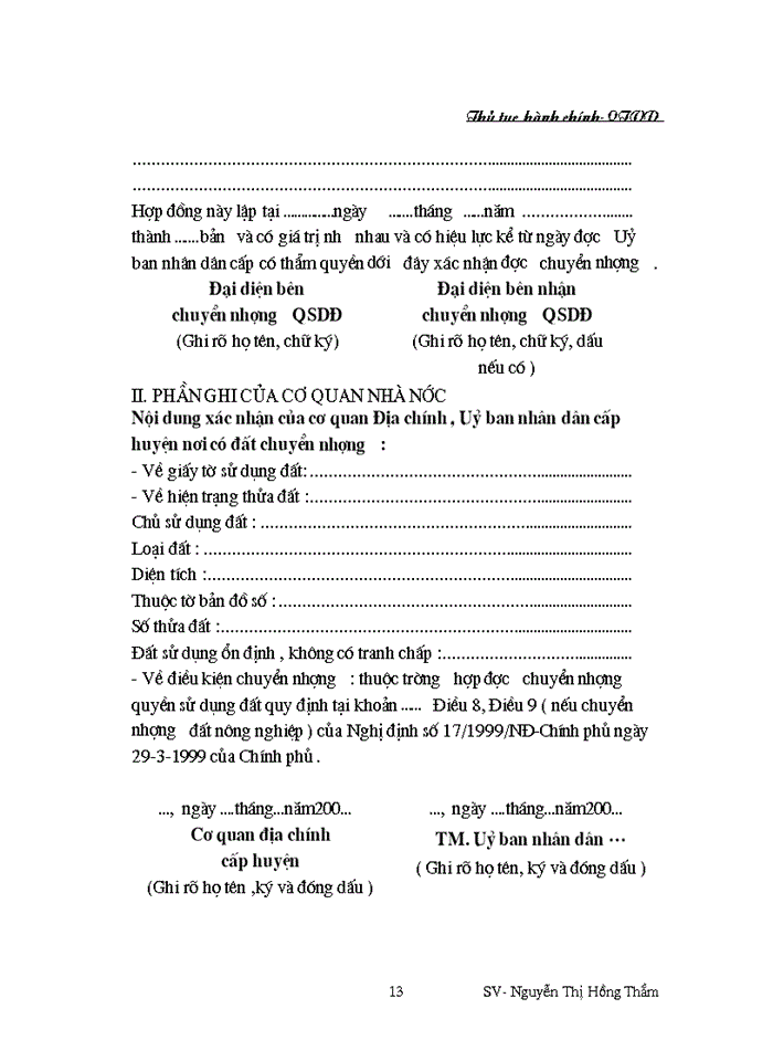 image for page Thủ tục hành chính liên quan đến vấn đề chuyển nhượng quyền sử dụng đất