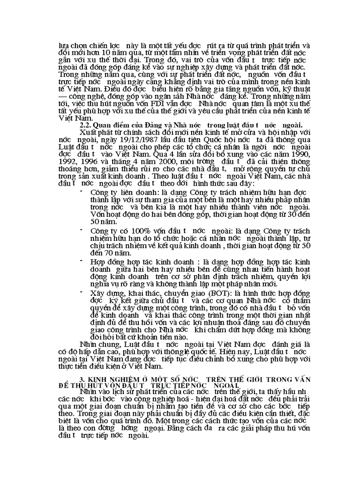 Một số giải pháp nhằm thu hút nguồn vốn đầu tư trực tiếp nước ngoài ở Việt Nam trong quá trình sự nghiệp CNH - HĐH