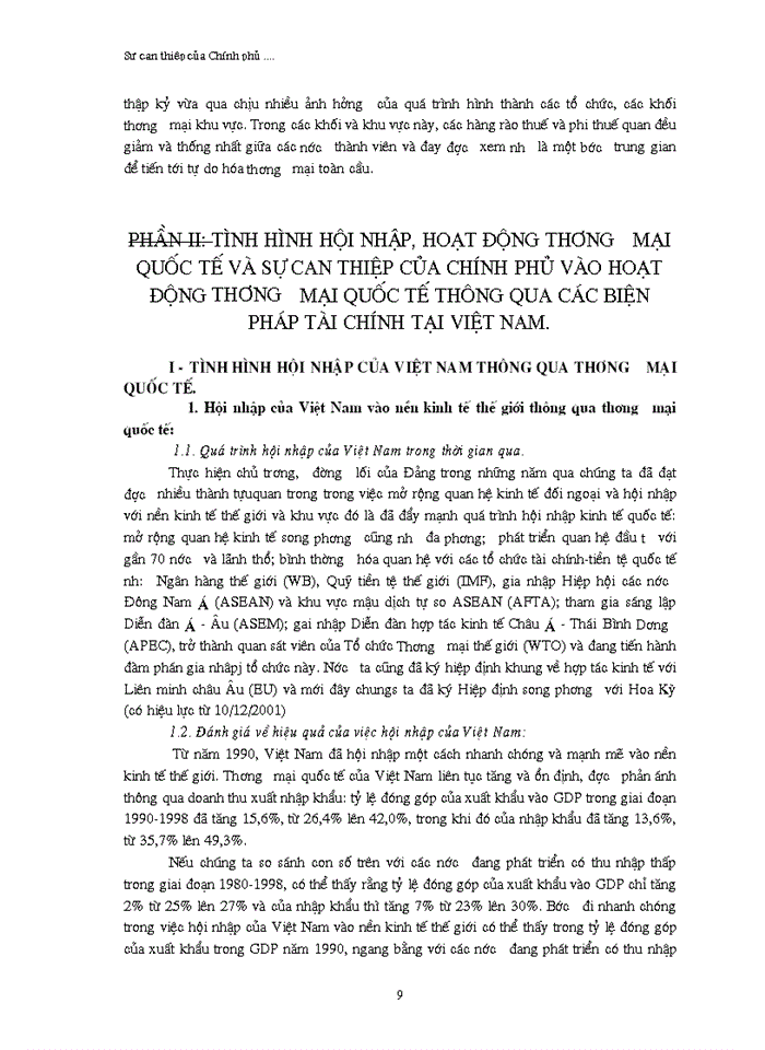 image for page Sự can thiệp của Chính phủ vào hoạt động thương mại quốc tế trong tiến  trình hội nhập của Việt Nam thông qua các biện pháp tài chính.
