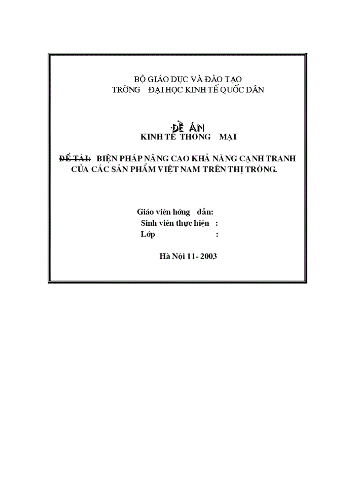 Biện pháp nâng cao khả năng cạnh tranh của các sản phẩm việt nam trên thị trường
