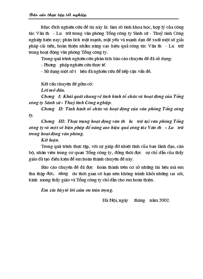 image for page Một số biện pháp nâng cao hiệu quả công tác Văn thư - Lưu trữ trong văn phòng Tổng công ty Sành sứ - Thuỷ tinh C ông nghiệp