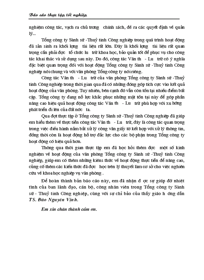 image for page Một số biện pháp nâng cao hiệu quả công tác Văn thư - Lưu trữ trong văn phòng Tổng công ty Sành sứ - Thuỷ tinh C ông nghiệp