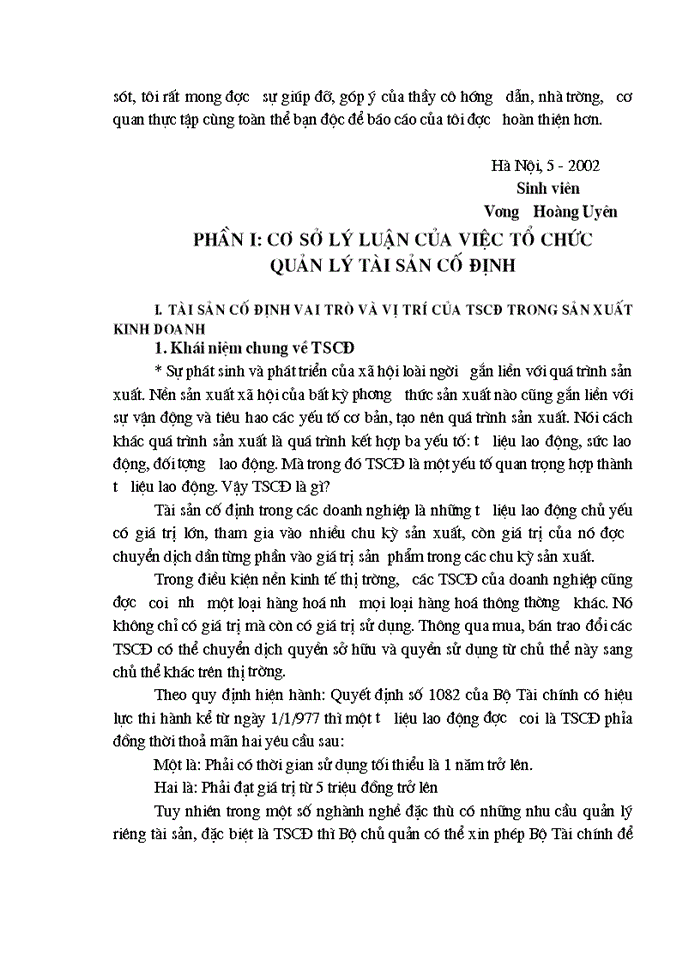 image for page Thực trạng của việc quản lý TSCĐ ở Công ty Mây Tre