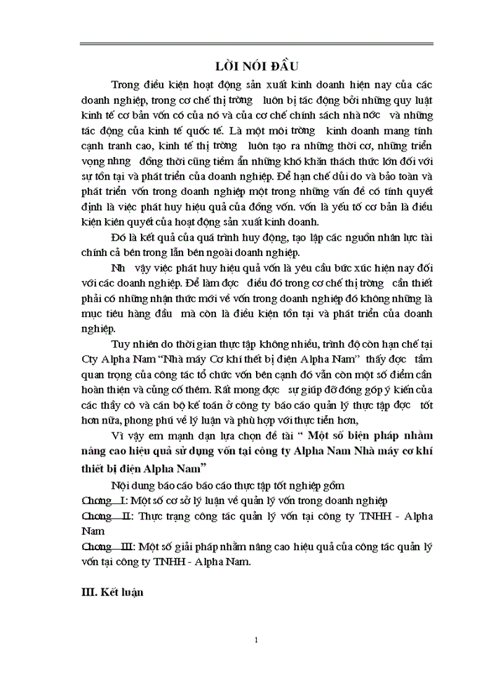 image for page Một số biện pháp nhằm nâng cao hiệu quả sử dụng vốn tại công ty Alpha Nam Nhà máy cơ khí thiết bị điện Alpha Nam